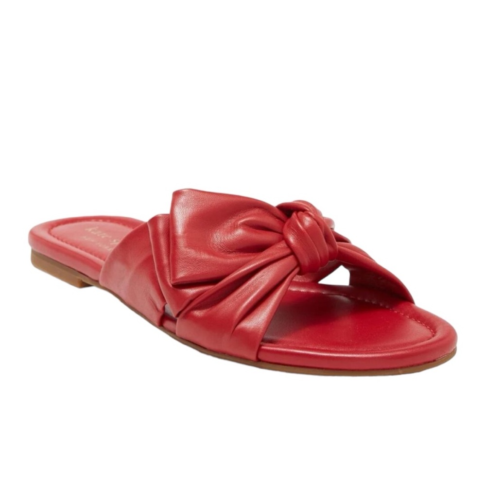 Kate Spade Marcella Red Leather Knotted Slip On Sandal Size 5.5